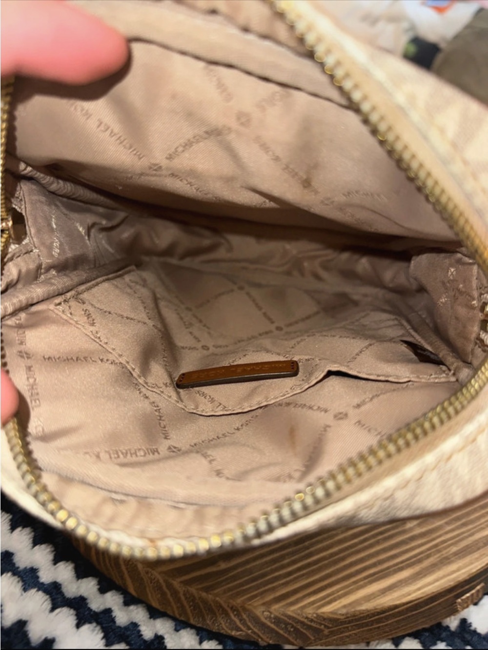 Michael Kors Beige and Light Brown MK Monogram Crossbody - Picture 4 of 5